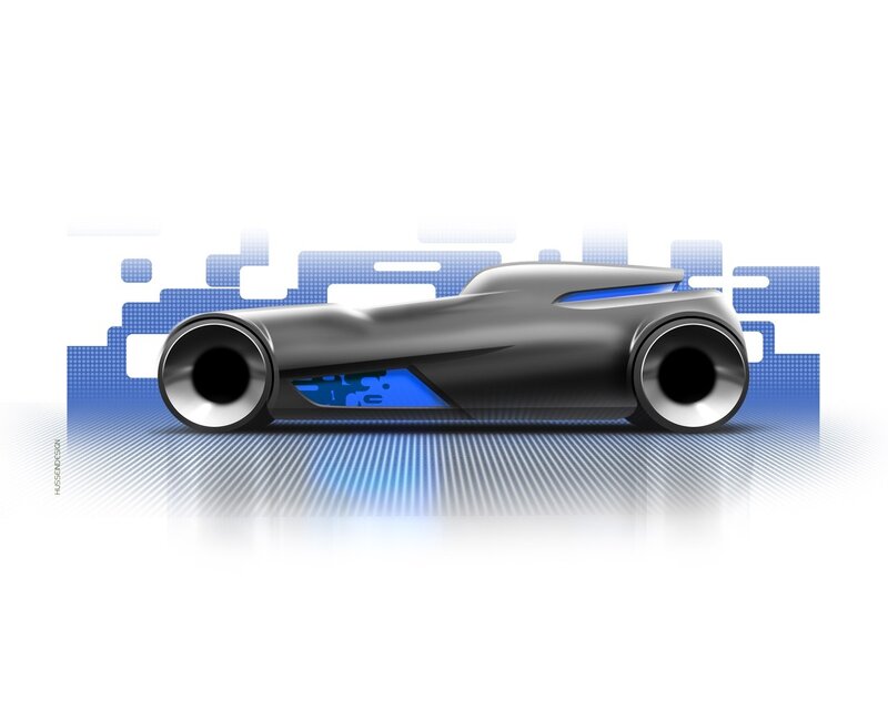 Futuristic Concept Car — Gray, Digital Art, Blue Lighting