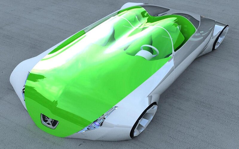 Futuristic Concept Car — Green, Sleek, Modern