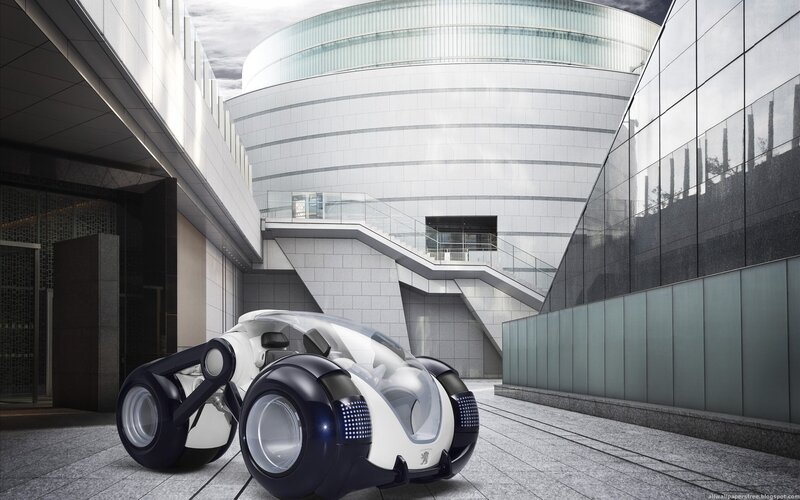 futuristic concept car in city