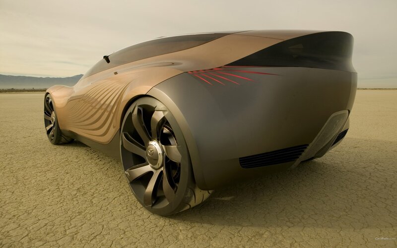 futuristic concept car in desert