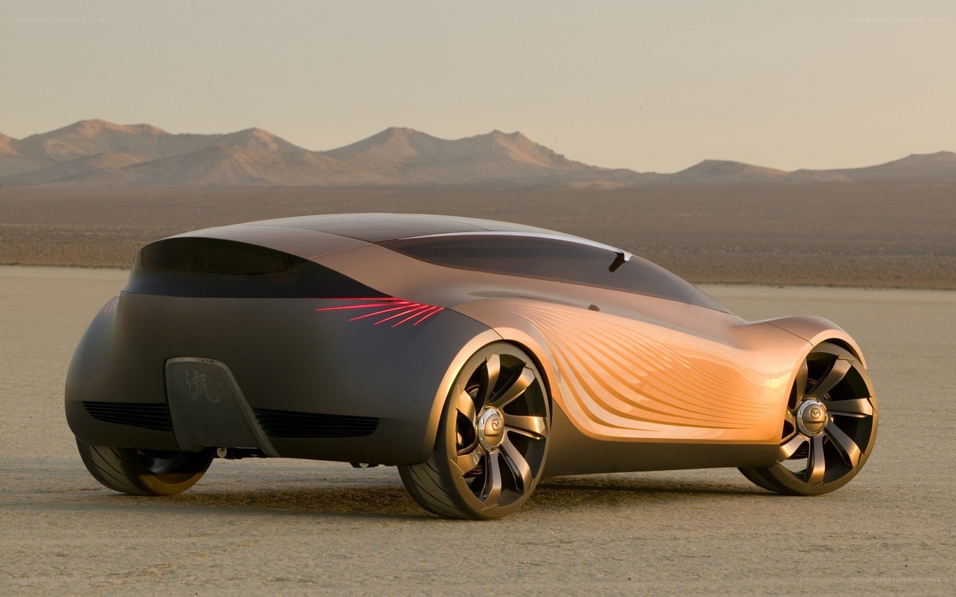 futuristic concept car in desert