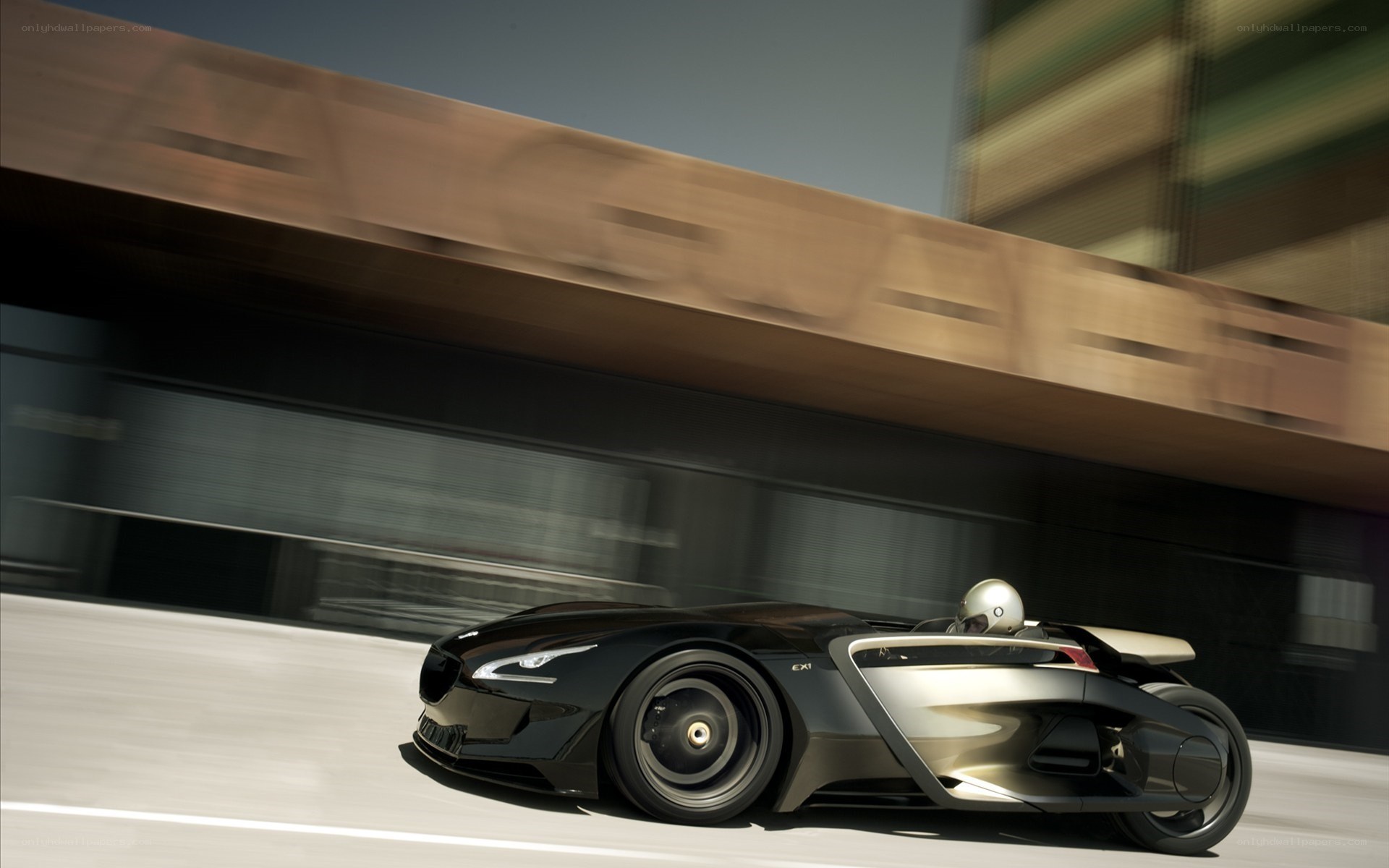 futuristic concept car in motion
