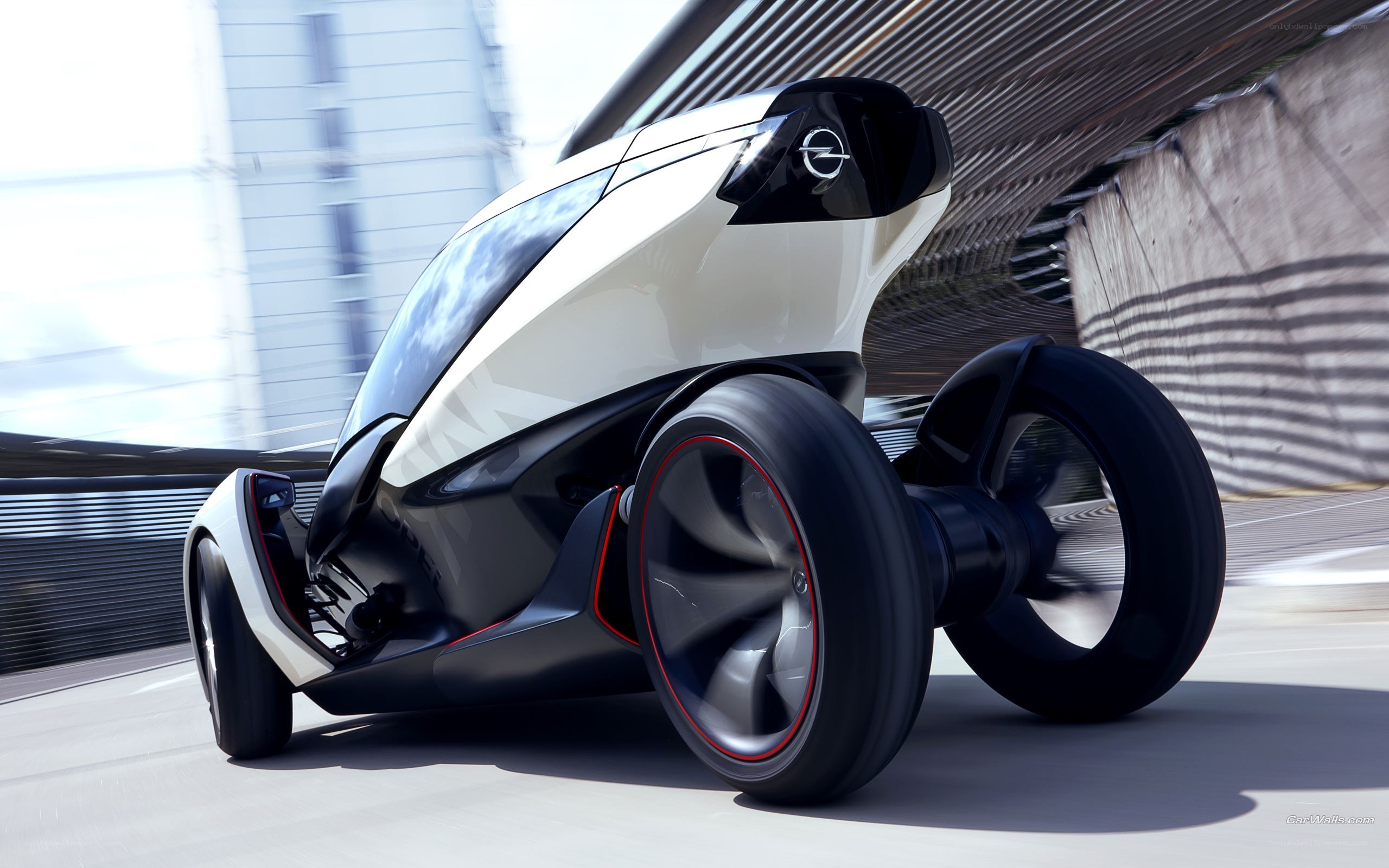 futuristic concept car in motion