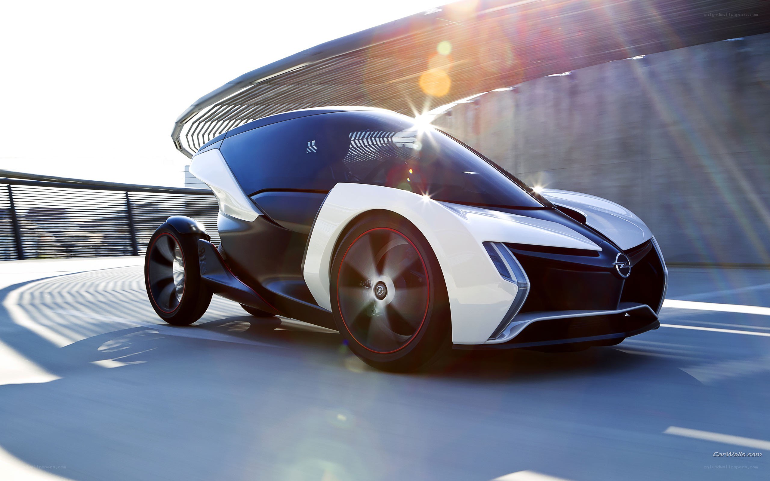 futuristic concept car in motion