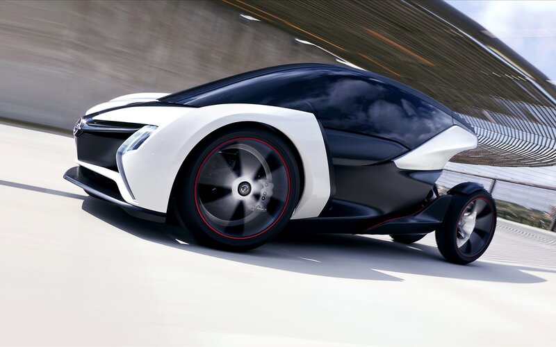 futuristic concept car in motion