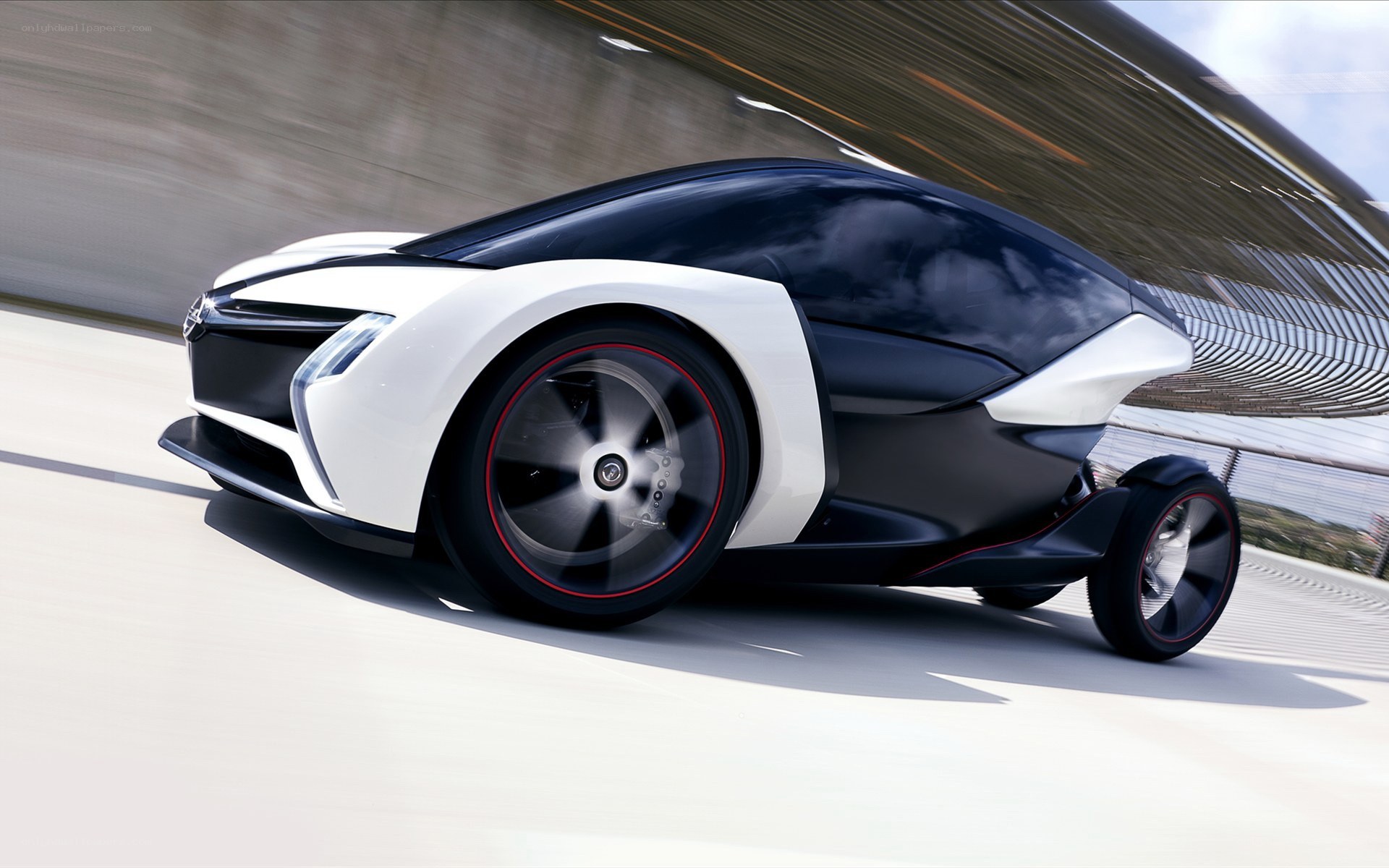 futuristic concept car in motion