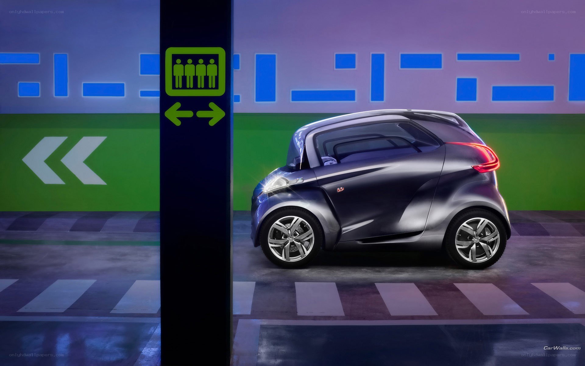 futuristic concept car in station