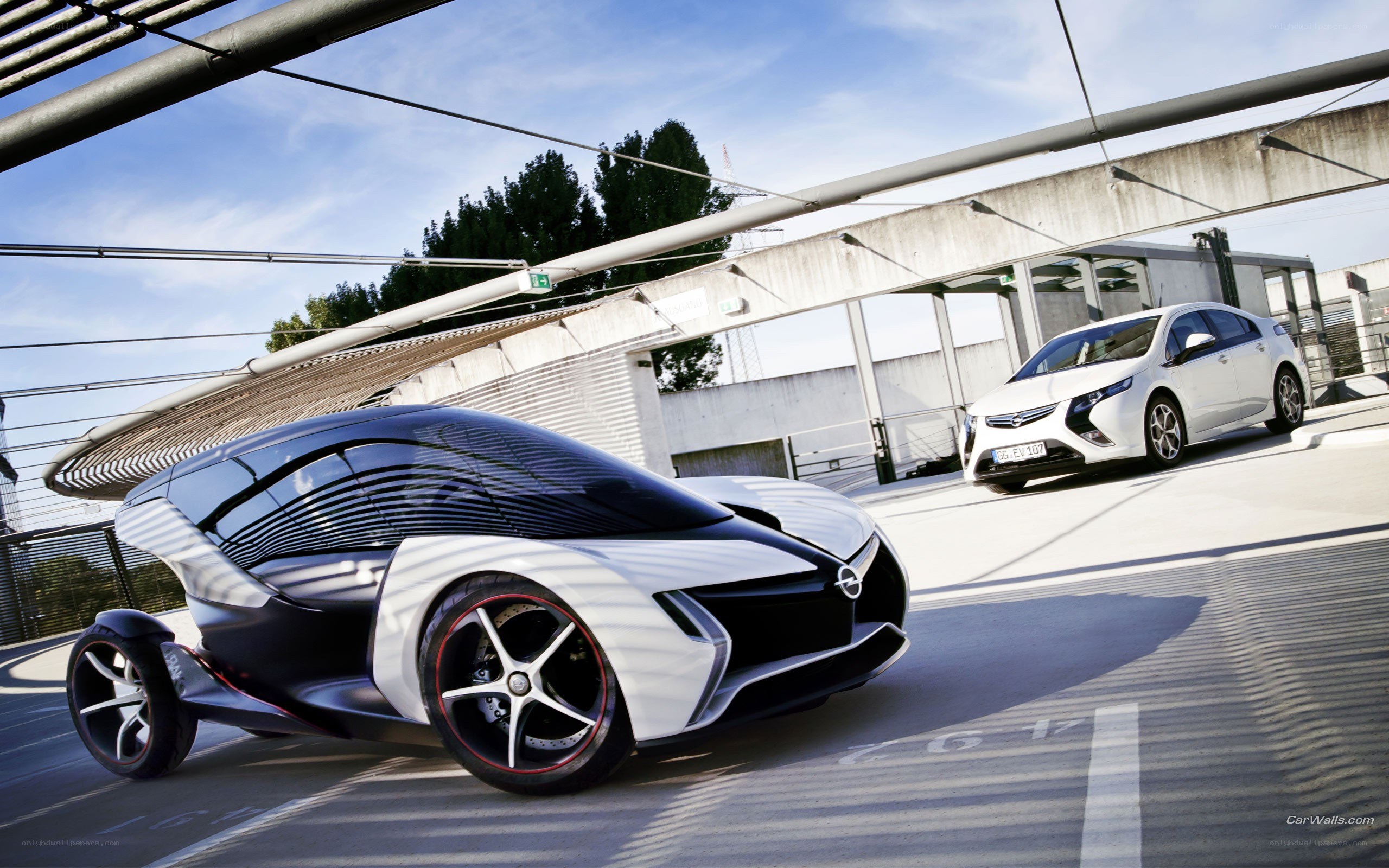 futuristic concept car on a ramp