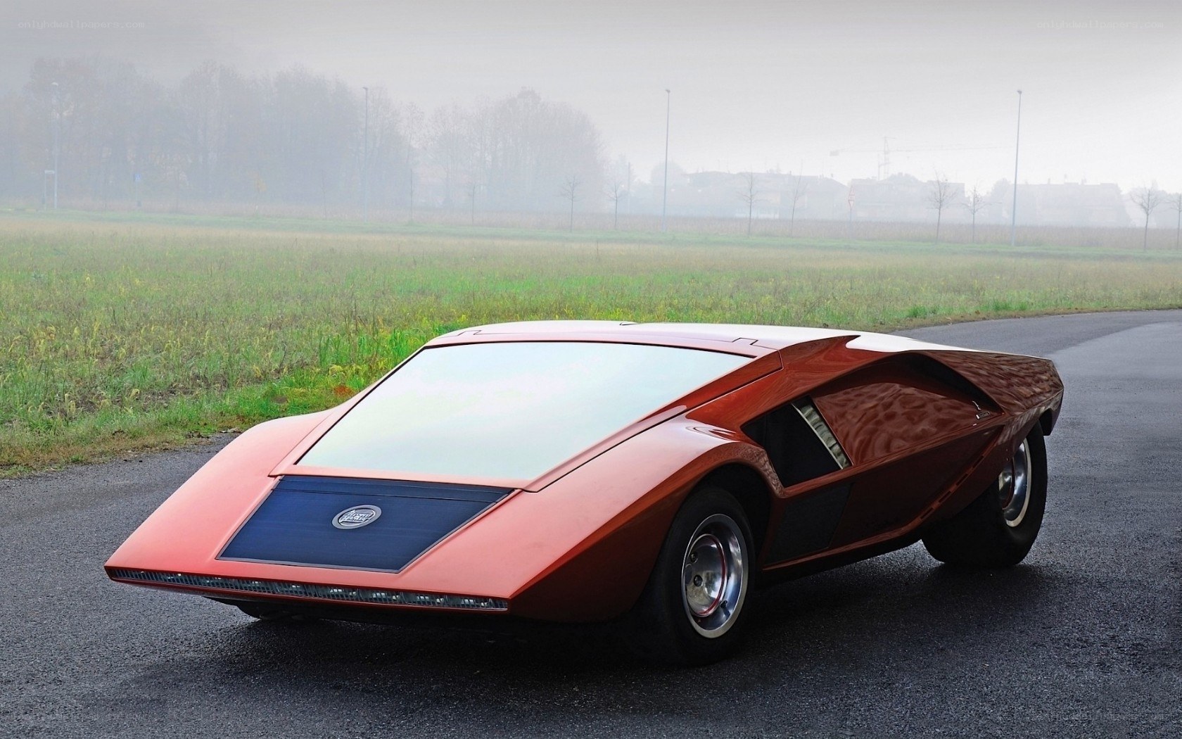 futuristic concept car on road