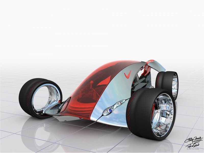 Futuristic Concept Car — Red, Sleek, 3d Render, Wheels, Cockpit, Logo
