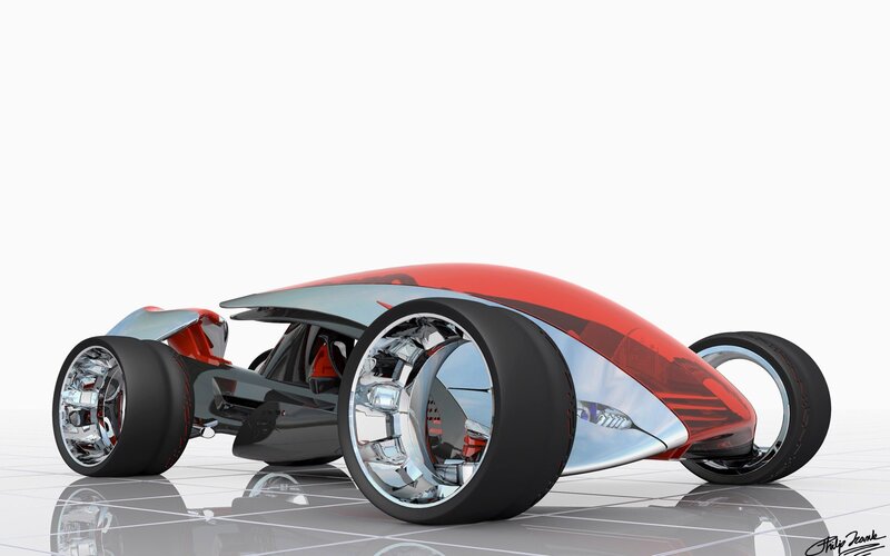 Futuristic Concept Car — Red, Sleek, 3d Render, Wheels, Cockpit