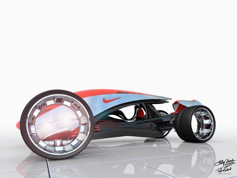 Futuristic Concept Car — Red, Sleek, Futuristic