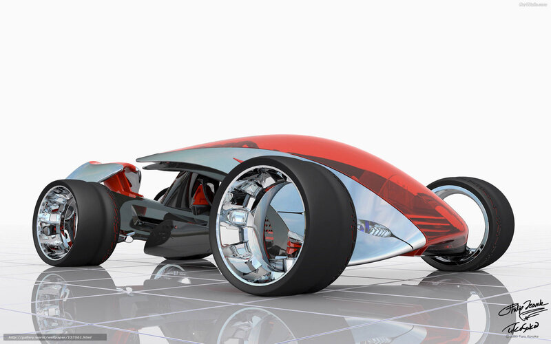 Futuristic Concept Car — Red, Sleek