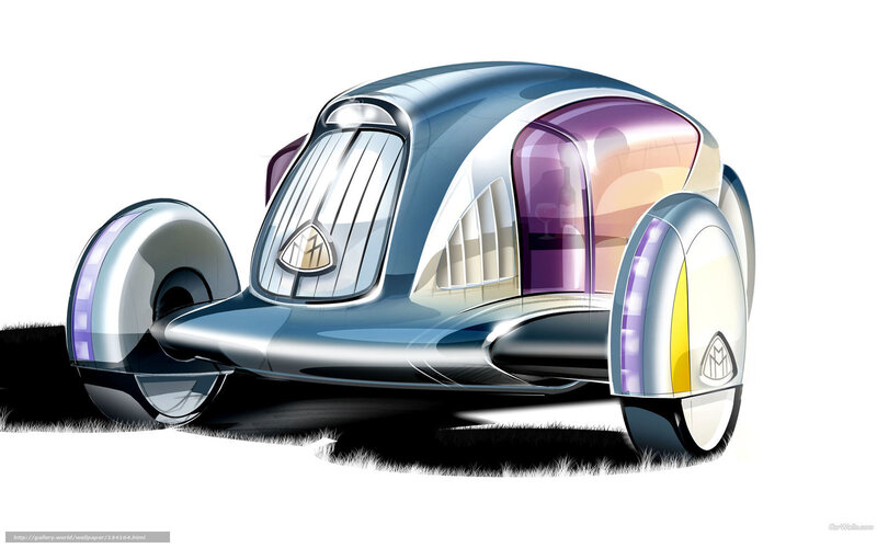 Futuristic Concept Car — Silver, Digital Art, Wheels, Grille