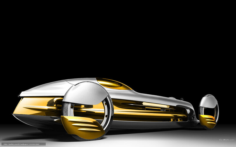 Futuristic Concept Car — Silver, Dramatic, 3d Render, Wheels