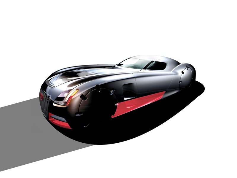 Futuristic Concept Car — Silver, Dramatic, Digital Art, Red Accents