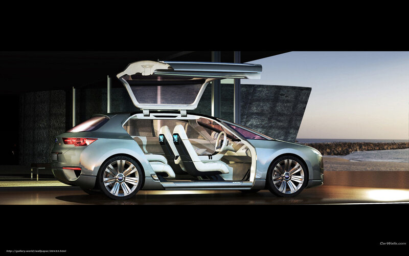 Futuristic Concept Car — Silver, Dramatic, Sunset, 3d Render, Beach
