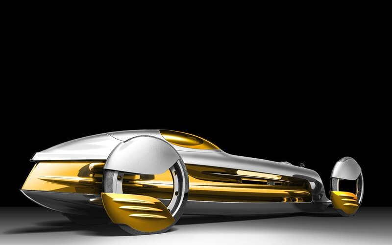 Futuristic Concept Car — Silver, Dramatic
