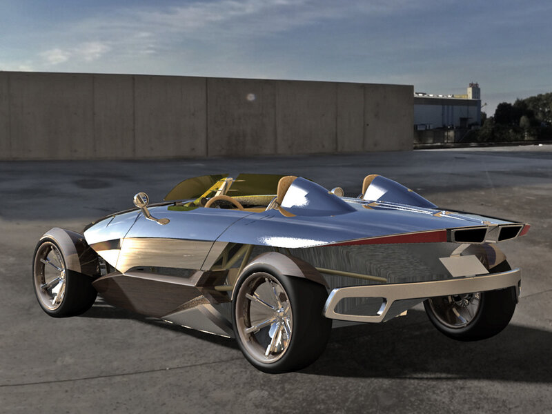 Futuristic Concept Car — Silver, Industrial