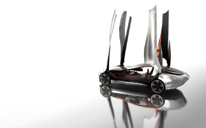 Futuristic Concept Car — Silver, Minimalist