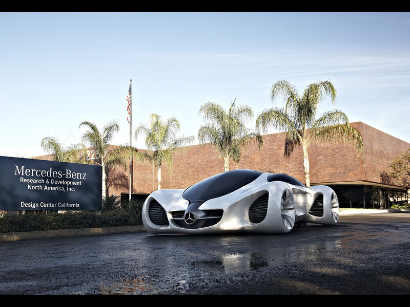 Futuristic Concept Car — Silver, Serene, Afternoon