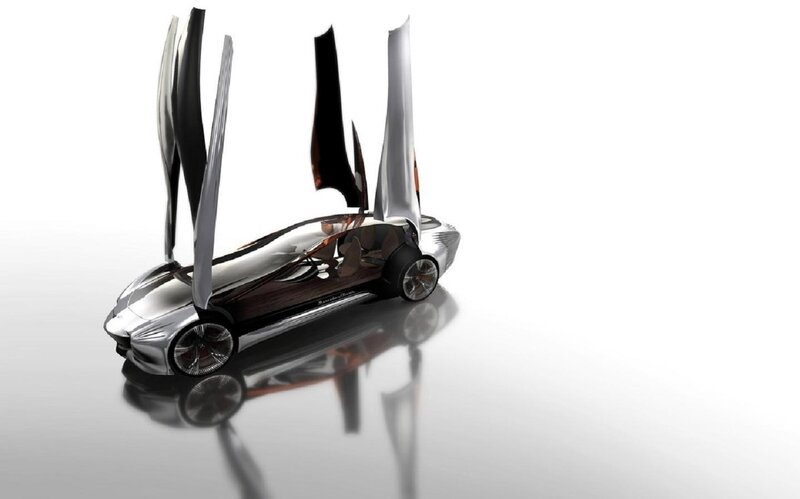 Futuristic Concept Car — Silver, Sleek, 3d Render, Doors