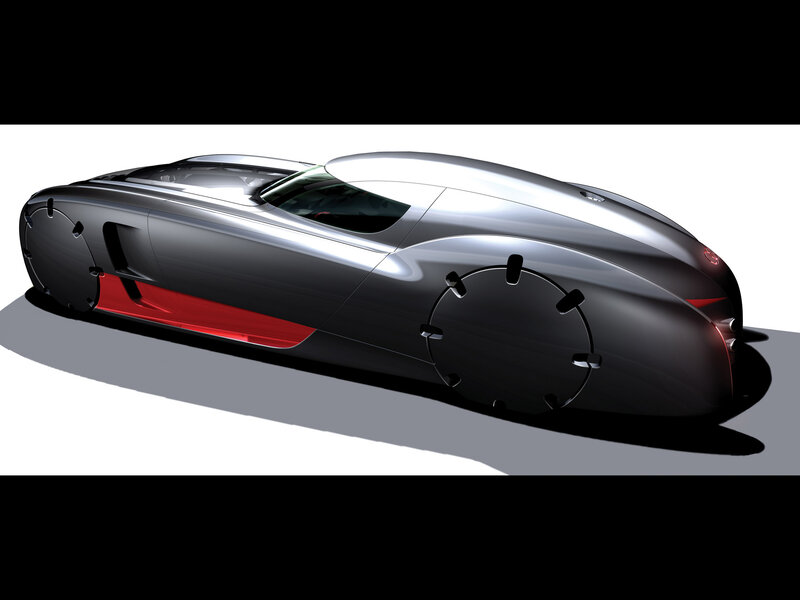 Futuristic Concept Car — Silver, Sleek, 3d Render, Red Accent