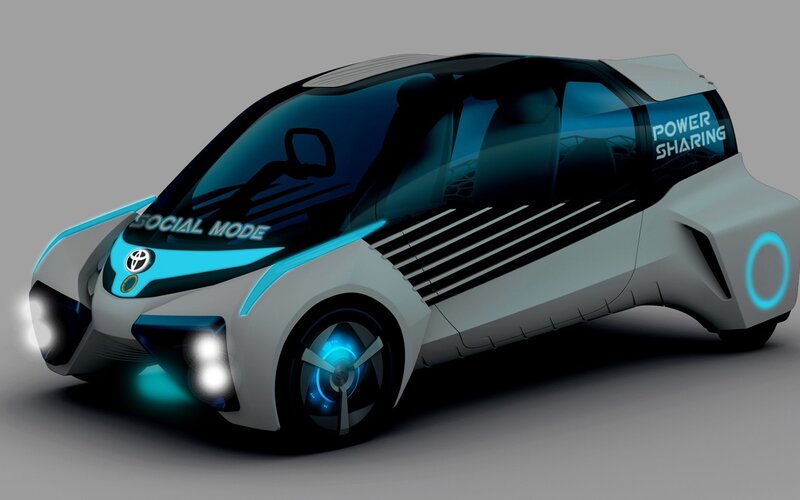Futuristic Concept Car — White, Digital Art, Blue Lights