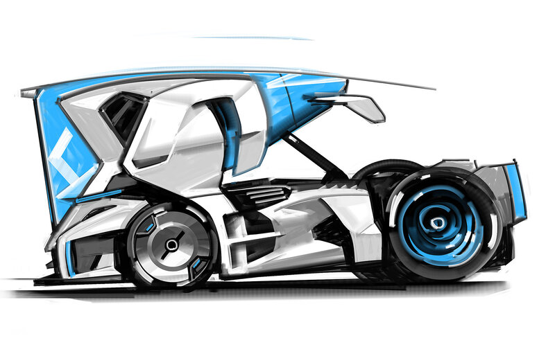 Futuristic Concept Car — White, Digital Art, Wheels