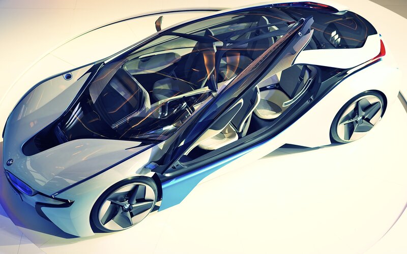 Futuristic Concept Car — White, Modern, 3d Render, Car Door