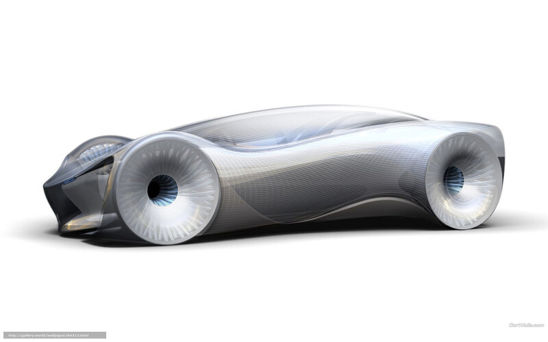 Futuristic Concept Car — White, Sleek, 3d Render, Wheels, Transparent Body