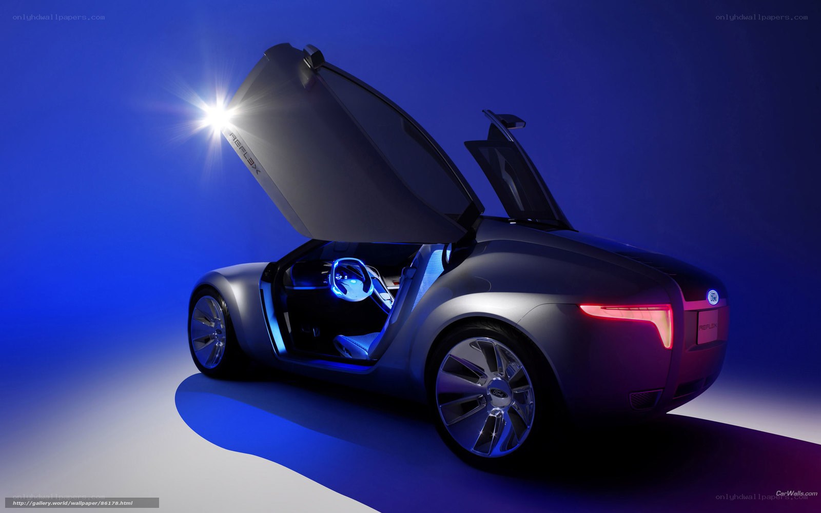Futuristic concept car with open doors