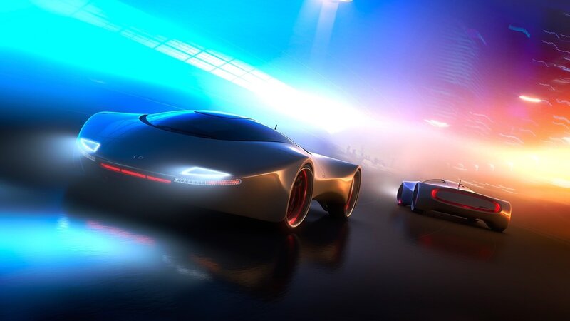 Futuristic Concept Cars — Blue, Dramatic, Night, Digital Art