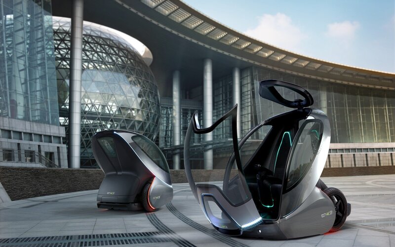 Futuristic Concept Cars — Gray, Afternoon, 3d Render