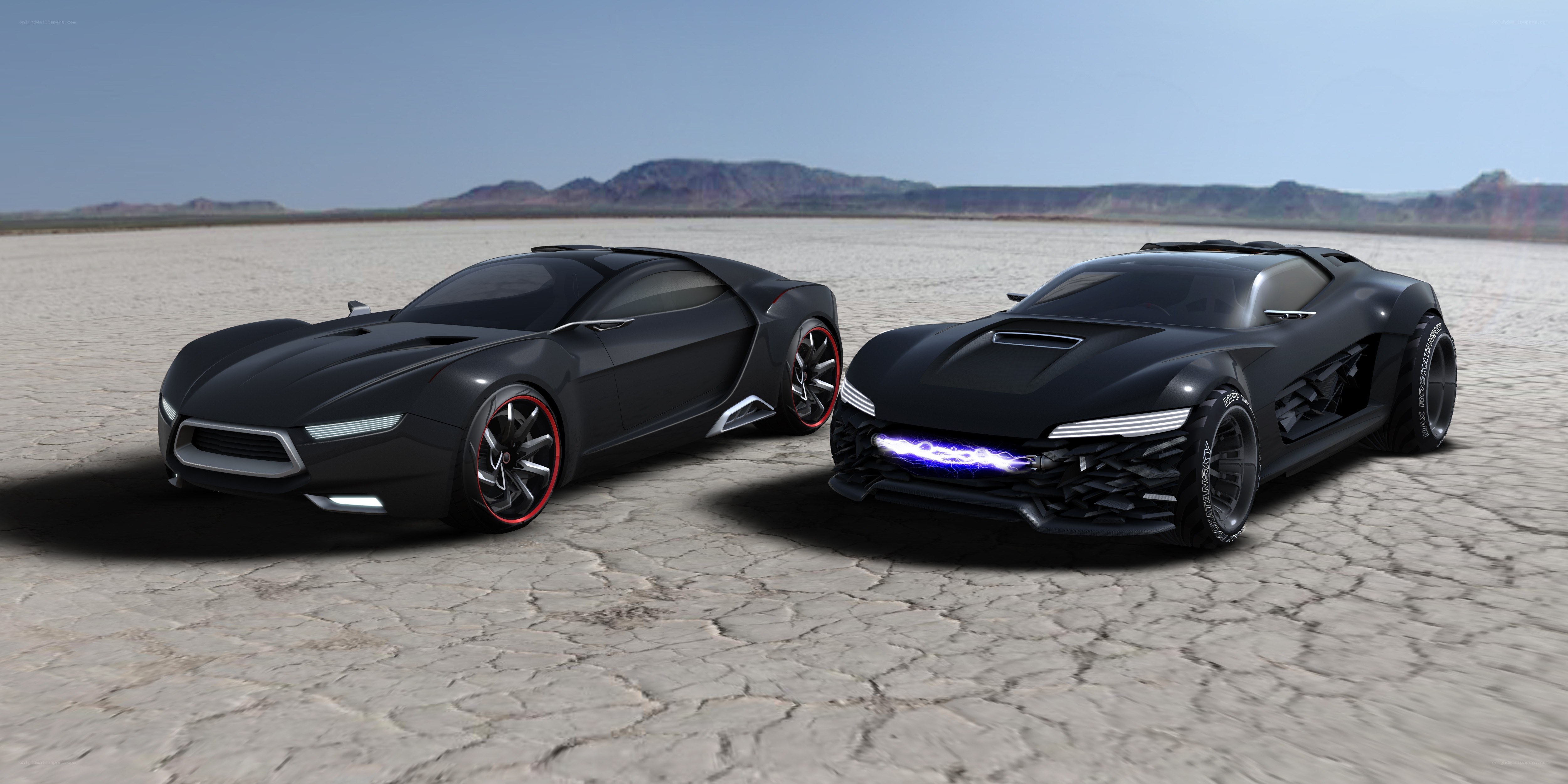 Futuristic concept cars in desert