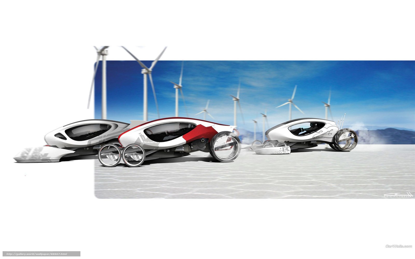 Futuristic concept cars in desert