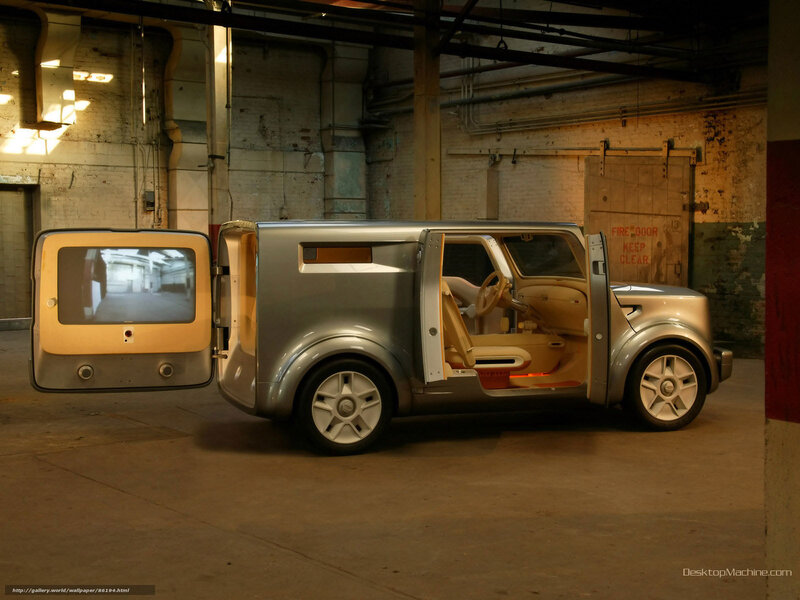 futuristic concept van in warehouse