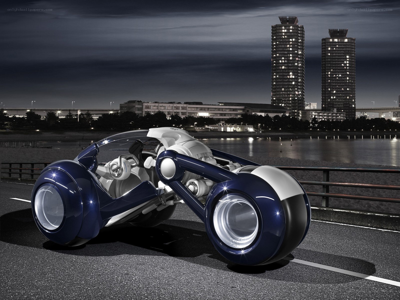 futuristic concept vehicle at night