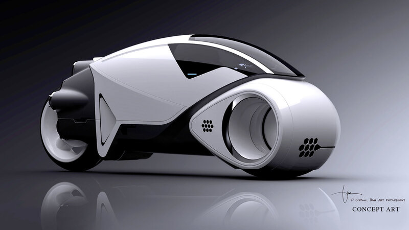 Futuristic Concept Vehicle — White, Dramatic, 3d Render