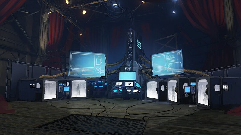 Futuristic Control Room — Blue, Dramatic, Night