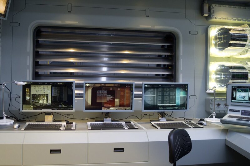 futuristic control room console