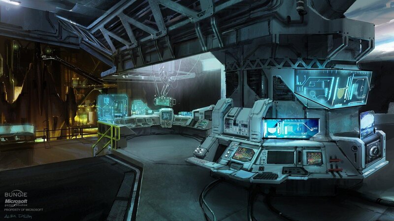 Futuristic Control Room — Gray, Dramatic, Digital Art, Control Panels