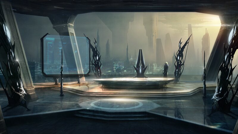 Futuristic Control Room — Gray, Dramatic