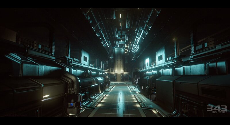 Futuristic Corridor — Black, Dark, Industrial, 3d Render