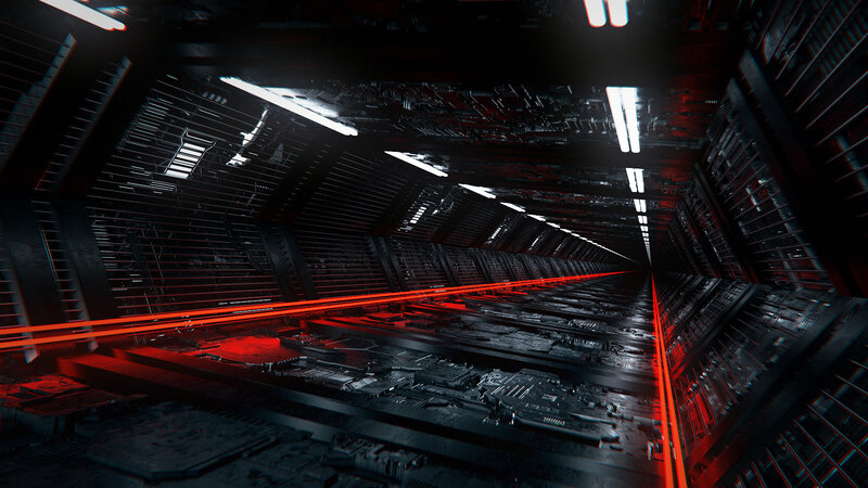 Futuristic Corridor — Black, Dark, Industrial