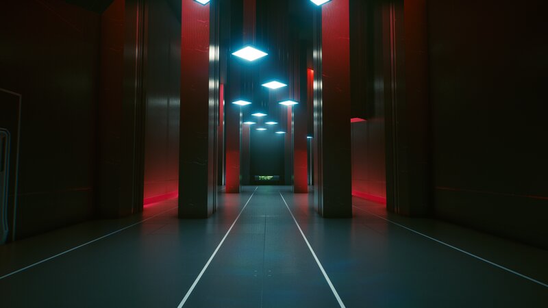 Futuristic Corridor — Black, Dark, Night, 3d Render