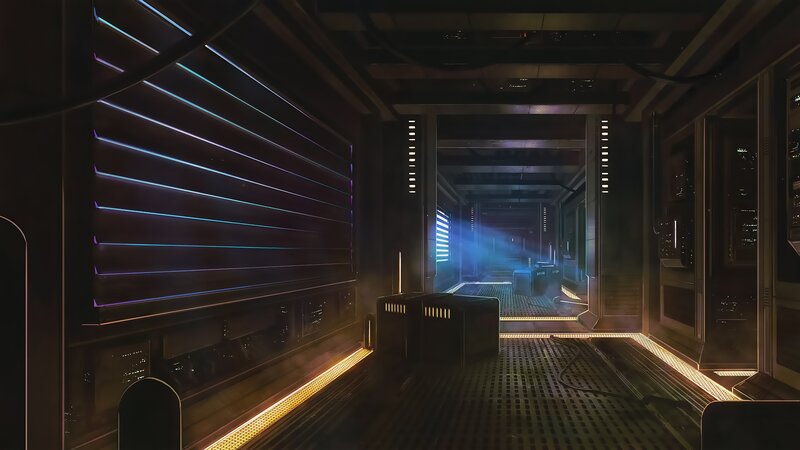 Futuristic Corridor — Black, Dark, Night