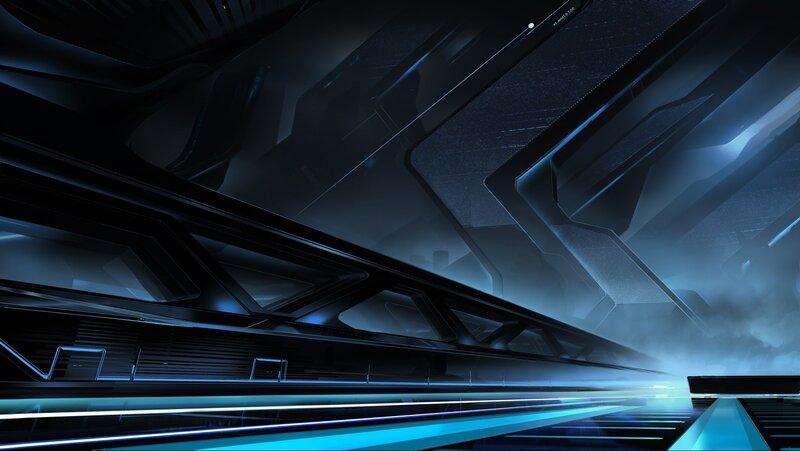 Futuristic Corridor — Black, Dramatic