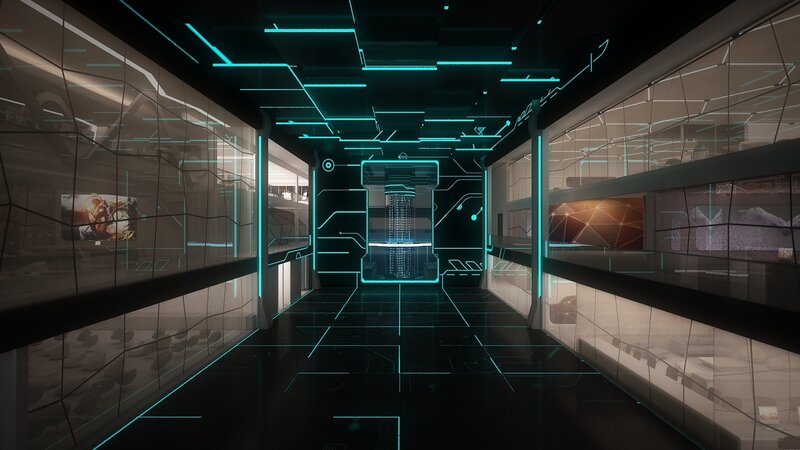 Futuristic Corridor — Black, Technological, Night