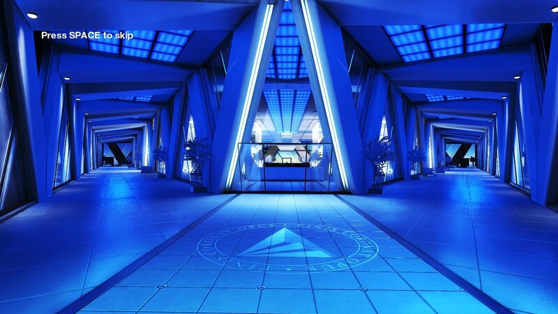 Futuristic Corridor — Blue, 3d Render
